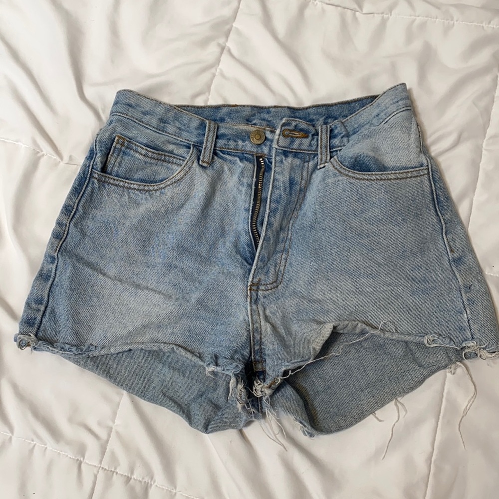 light wash denim shorts